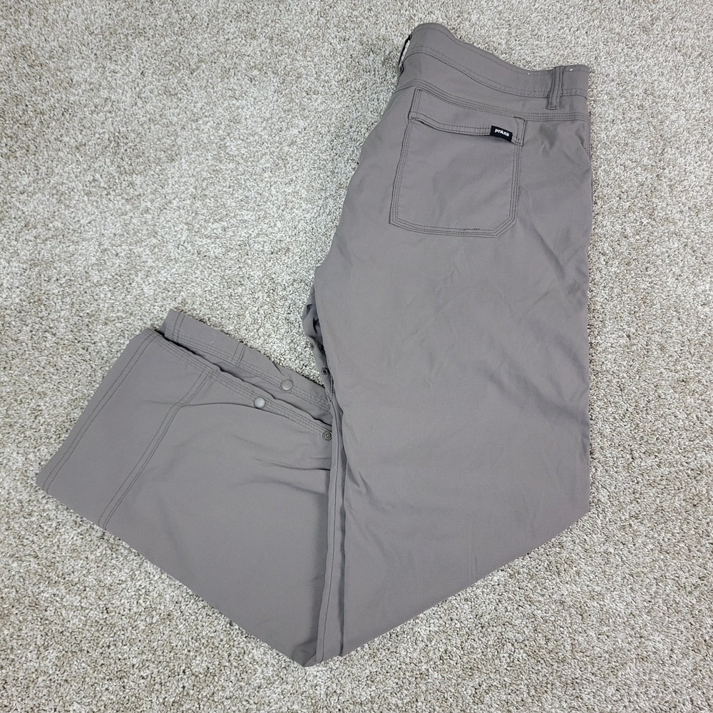 Prana Slim Fit Mens 42x32 Gray Performance‎ Stretch Belted Outdoor Pants